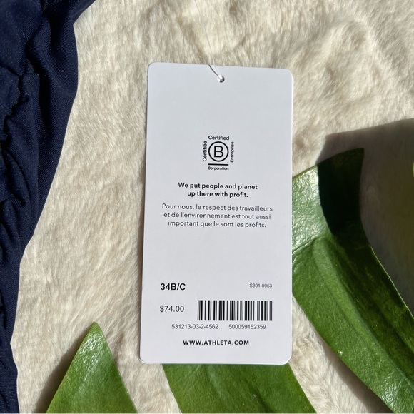Athleta Navy Square Neck Bra Cup Tankini Top - Picture 8 of 9